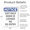 Signmission Exit Sign, Plastic, 10 in W, 14 in H, Exit Only Door Is Locked No Re-Entry OS-2PACK-NS-P-1014-V-12227 - alternate 4